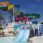 Two slides for young kids to slide down at waterpark