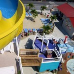View from waterslide of Picnic Beach and children's slide