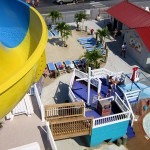 View of the children's slide and Picnic Beach from waterslide