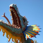 Mini golf decor bright colorful dragon with long tongue