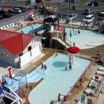 A view of the Fenwick Island waterpark pools from top of slide
