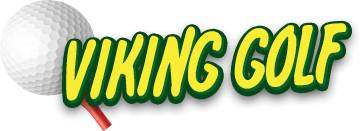 viking golf text over golf ball logo